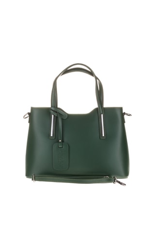 Borsa a spalla in pelle - Verde oliva e argentato