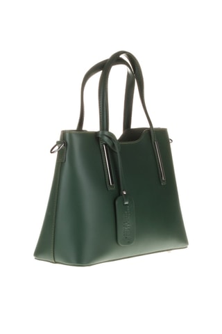 Borsa a spalla in pelle - Verde oliva e argentato