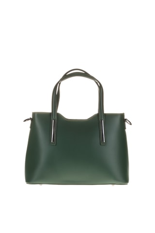 Borsa a spalla in pelle - Verde oliva e argentato