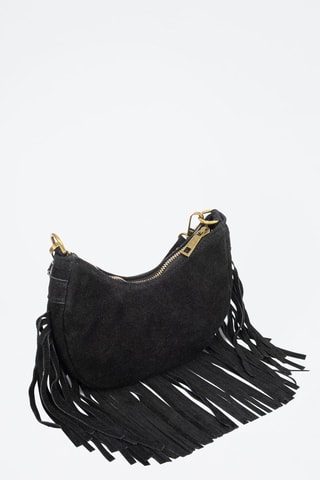 Borsa a spalla in pelle scamosciata - Nero