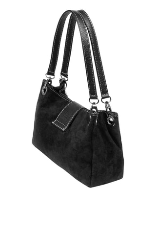 Borsa a spalla in pelle scamosciata - Nero