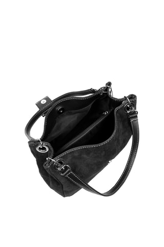 Borsa a spalla in pelle scamosciata - Nero