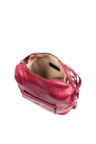 Borsa a tracolla in pelle - Bordeaux e dorato