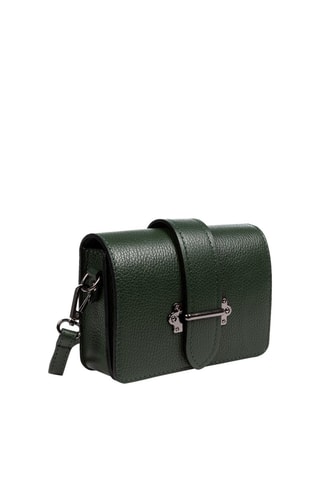 Borsa a tracolla in pelle - Verde scuro e argentato