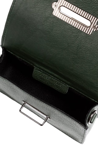 Borsa a tracolla in pelle - Verde scuro e argentato