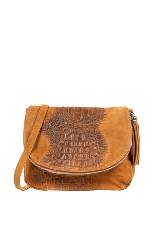 Borsa a tracolla in pelle scamosciata Amanda - Cammello