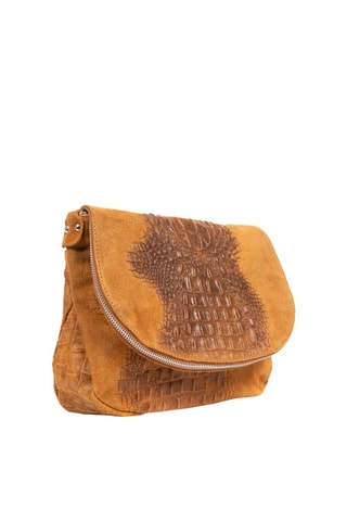 Borsa a tracolla in pelle scamosciata Amanda - Cammello