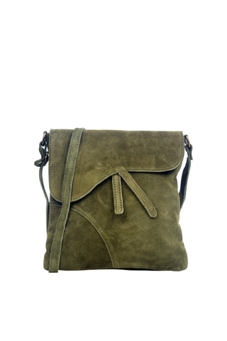 Borsa a tracolla in pelle scamosciata - Verde e dorato