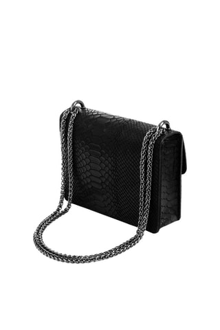 Borsa a spalla in pelle - Nero e argentato - 20 x 6 x 15 cm
