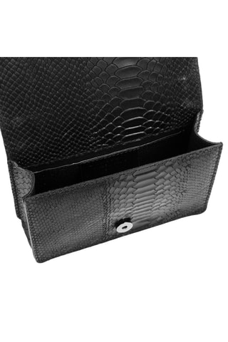 Borsa a spalla in pelle - Nero e argentato - 20 x 6 x 15 cm