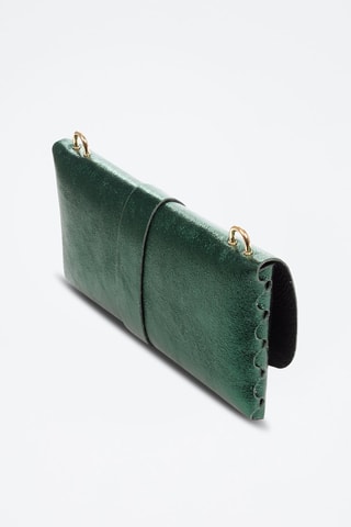 Borsa a tracolla in pelle scamosciata - Verde scuro 