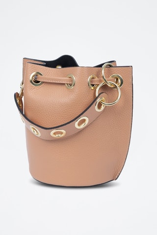 Borsa a secchiello in pelle - Marrone 