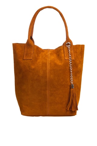 Shopping bag in pelle scamosciata - Cammello 