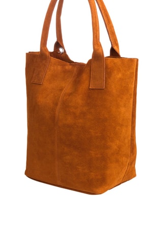 Shopping bag in pelle scamosciata - Cammello 