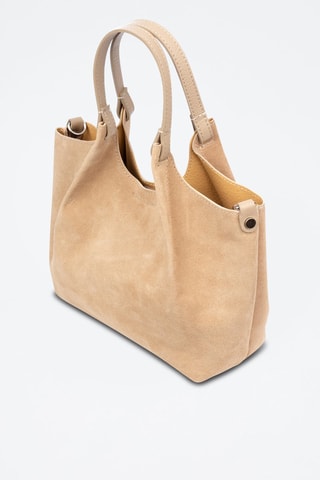 Shopping bag e pochette in pelle scamosciata Baragiano - Taupe