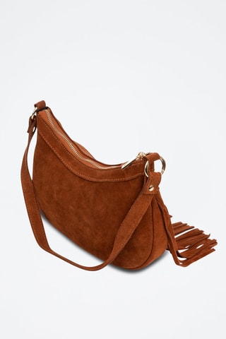 Borsa a spalla in pelle scamosciata - Cammello