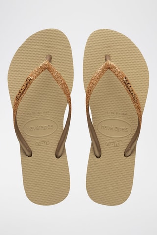 Tongs Slim Glitter - Beige et doré