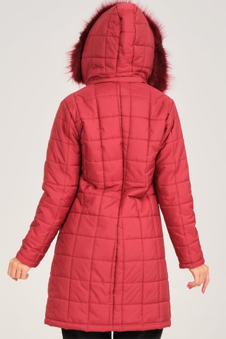 Gewatteerde Jas met Capuchon Bordeauxrood