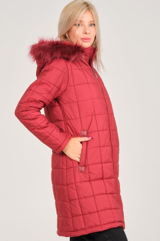 Gewatteerde Jas met Capuchon Bordeauxrood