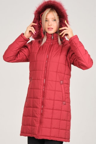 Gewatteerde Jas met Capuchon Bordeauxrood