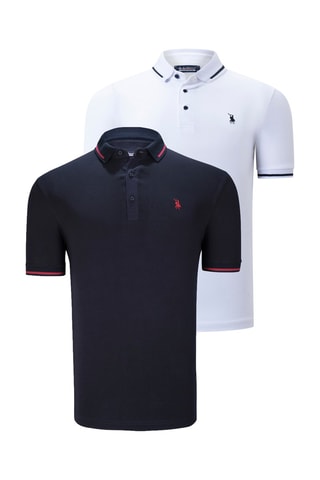 2 Polo's Marineblauw en Wit