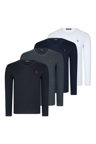 4 Truien - Zwart, Gemêleerd Antraciet en Donkerblauw