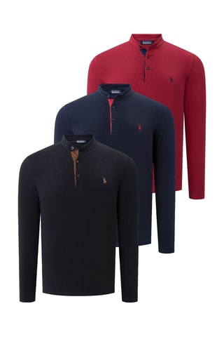 3 Sweaters Zwart, blauw en bordeauxrood