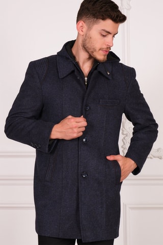 Wollen Jas Gemêleerd Marineblauw