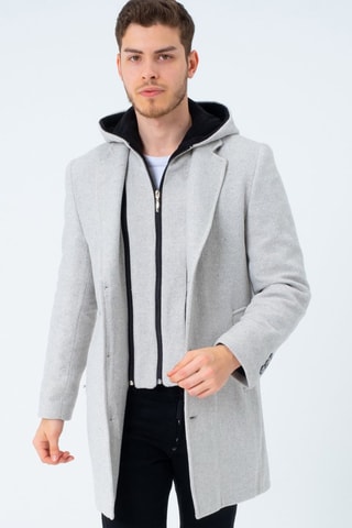 Wollen Jas met Capuchon Beige