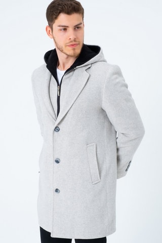 Wollen Jas met Capuchon Beige