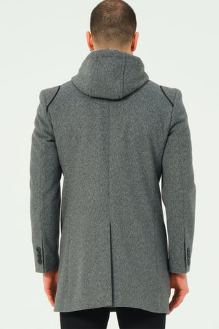 Wollen Jas met Capuchon Donkergrijs