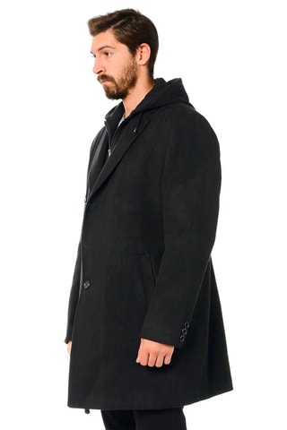 Wollen Jas met Capuchon Zwart