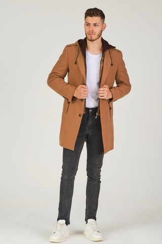 Wollen Jas met Capuchon Camel