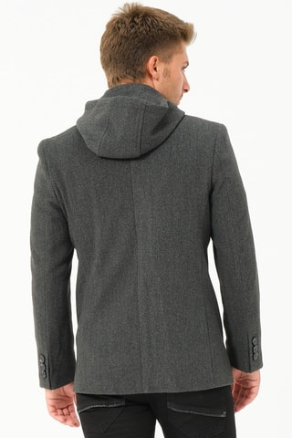 Wollen Jas Regular met Capuchon - Antraciet