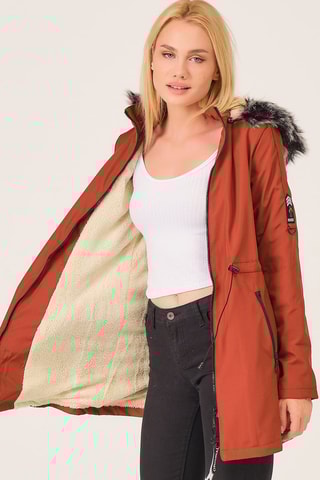 Parka met Capuchon Steenrood