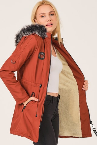 Parka met Capuchon Steenrood