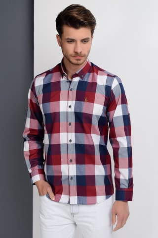 Overhemd Marineblauw en Bordeauxrood