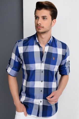 Overhemd Marineblauw en Wit