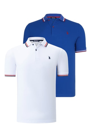 2 Polo’s Regular Fit - 
Wit en Blauw