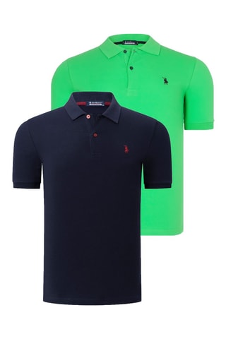 2 Polo's Donkerblauw en Groen