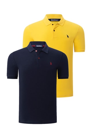 2 Polo's Donkerblauw en Geel