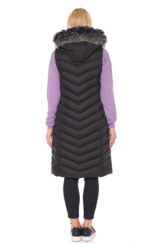 Lange gewatteerde jas. Zwart