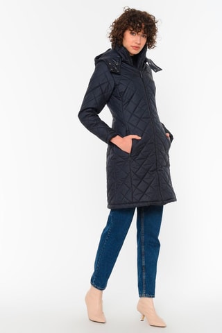 Lange Gewatteerde Jas Nachtblauw