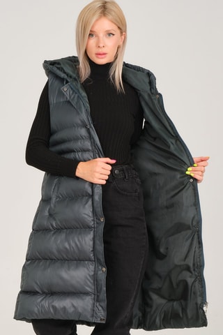 Gewatteerde Jas met Capuchon Donkergroen