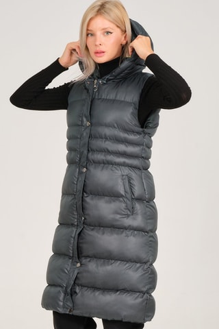 Gewatteerde Jas met Capuchon Donkergroen