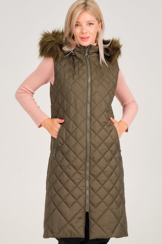 Gewatteerde Jas met Capuchon Kaki