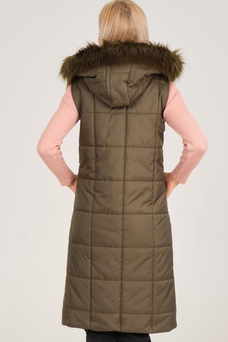 Gewatteerde Jas met Capuchon Kaki