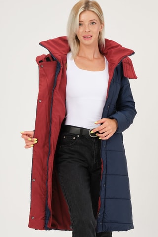 Gewatteerde Jas met Capuchon Marineblauw