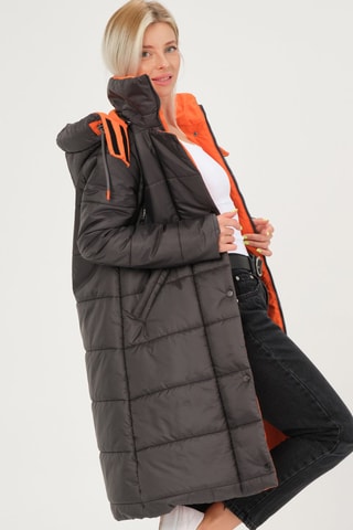 Gewatteerde Jas met Capuchon Antraciet