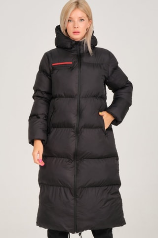 Lange Gewatteerde Jas Zwart